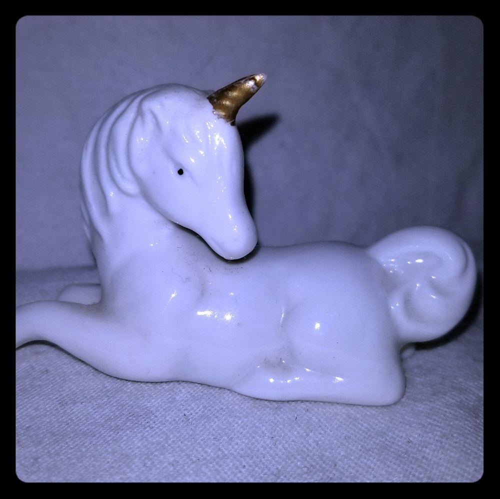 Unicorn ceramic figurine, vintage